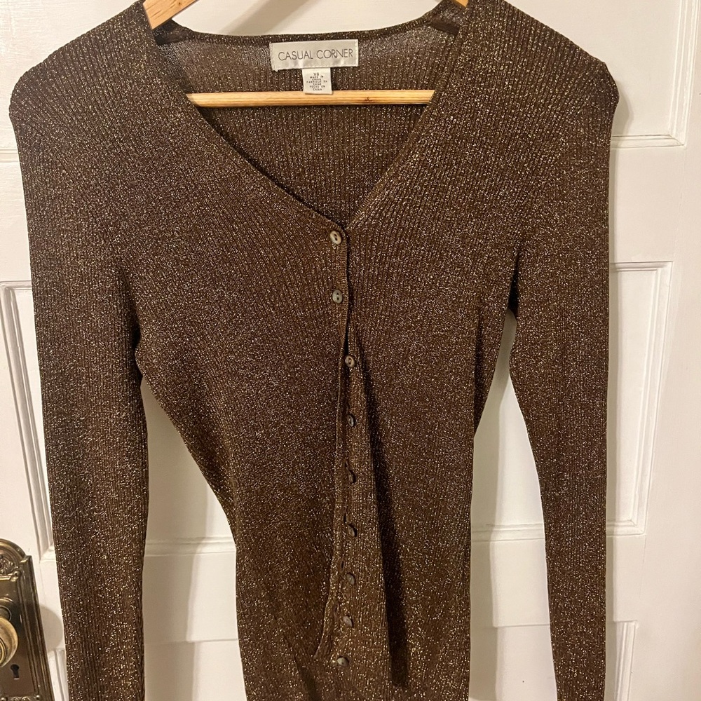 Casual Corner Shimmering Brown Cardigan